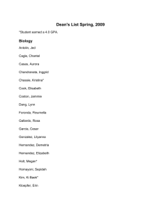Dean's List Spring, 2009
