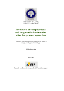 Uldis Kopeika. Prediction of complications and lung ventilation
