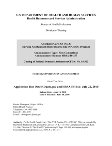 Grant Application: Nursing Assistant and Home Health Aide Program