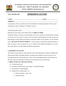 Admission Letter - Nyandarua Institute of Science and Technology