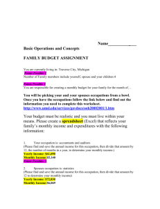 FEBRUARY FAMILY BUDGET ASSIGNMENT
