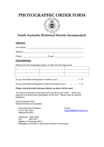 PHOTOGRAPHIC ORDER FORM - South Australia Police Historical