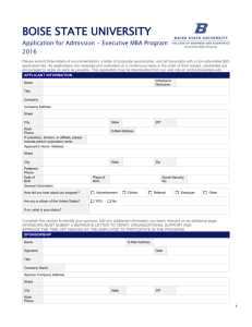 Application Form - College of Business and Economics