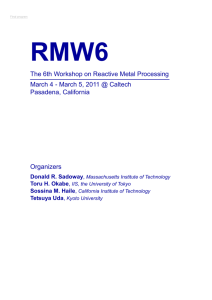 Final program RMW6 The 6th Workshop on Reactive Metal