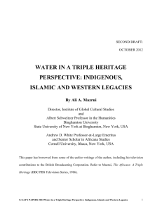 'Water in a triple heritage perspective: indigenous, Islamic and