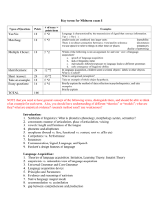 Review sheet for Midterm exam 1