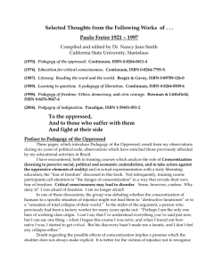 Selected thoughts from the works of Paulo Freire