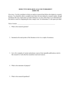 published research analysis worksheet