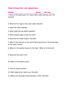Clam Dissection Lab Questions - MATES-Biology-I