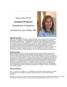 Jean Lowe, Ph.D. Assistant Professor Department of Pediatrics