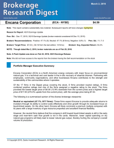 Encana Corporation (ECA - NYSE) $4.98 Note: This report contains