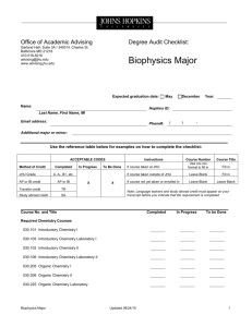 Biophysics Major - Office of Academic Advising