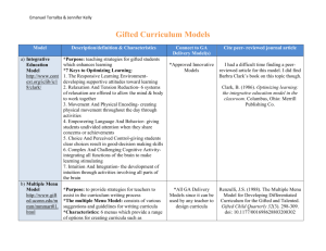 Gifted Curriculum Models - Jennifer Kelly