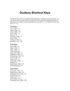 Duxbury Shortcut Keys - Accessing Higher Ground