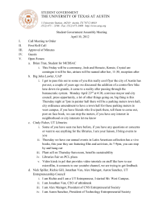 April 10, 2012 Student Government Assembly Meeting Minutes
