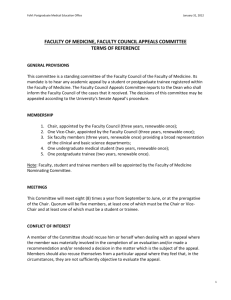 Faculty Council Appeals Committee Terms of Reference