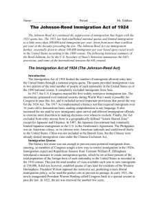 Coolidge Proclaims Immigrant Quotas