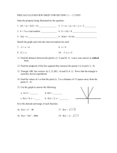 PRECALCULUS REVIEW SHEET FOR SECTION 1