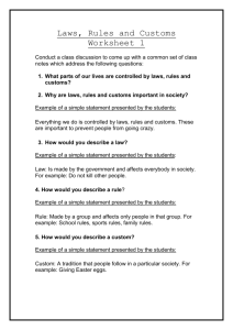 Laws, Rules and Customs Worksheets