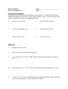 Gas Law Worksheet #1
