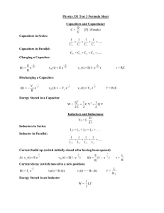 Physics 331 Test 3 Formula Sheet
