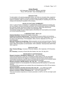 Resume - Biotechnology Training Program
