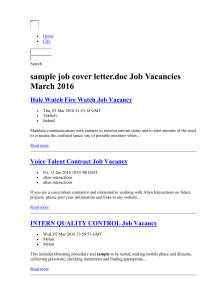 sample job cover letter Job Vacancies January 2016