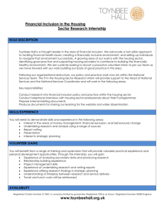 Financial Inclusion in the Housing Sector Research Internship ROLE
