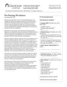 Pre-Nursing Worksheet Last updated April 2013 Applicants to the
