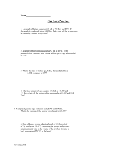 Gas Laws Review Worksheet