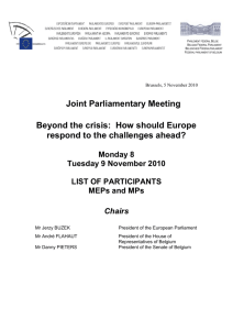 Brussels, 5 November 2010 Joint Parliamentary Meeting Beyond the