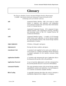 @SCHEDULE D = The Glossary identifies Customs Automated