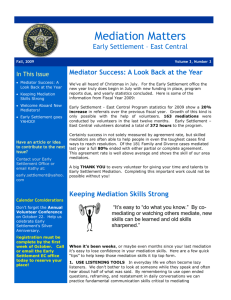 Volunteer Newsletter Fall 2009 - Early Settlement Mediation
