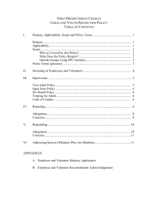 table of contents - First Presbyterian Church