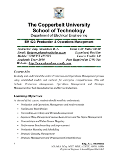 The Copperbelt University School of Technology Department of