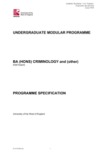 Programme Specification - University of the West of England