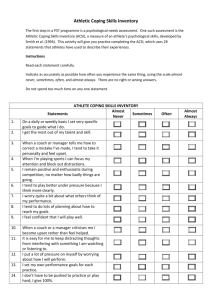 Athletic Coping Skills Inventory with scoring system