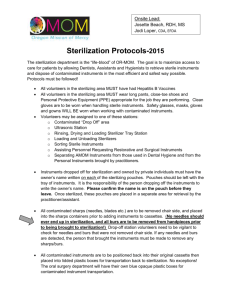 Sterilization Protocols-2015 The sterilization department is the “life