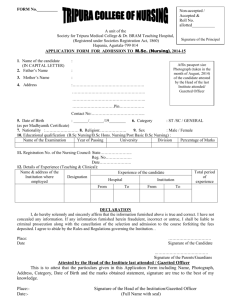 Application Form of M.Sc Nursing 2014