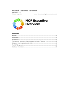 Microsoft Operations Framework Executive Overview v3.0