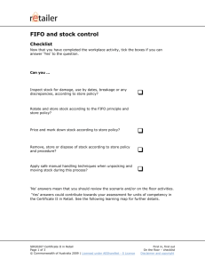 FIFO and Stock Control Checklist