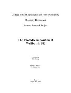 The Photochemical Decomposition of Wellbutrin SR