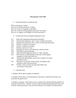 Unit plan writing persuasive essay