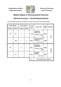 Master Degree in Pharmaceutical Sciences [General Courses