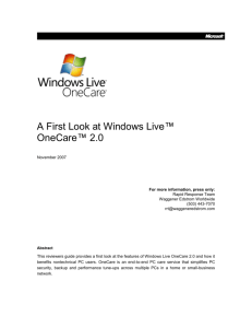 Windows Live OneCare 2.0 First Look