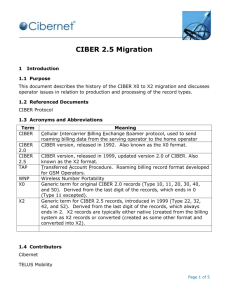 CIBER X2 Migration - CDMA Development Group