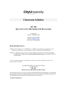 Classroom Syllabus MC 506 Quantitative Methods for Managers 3