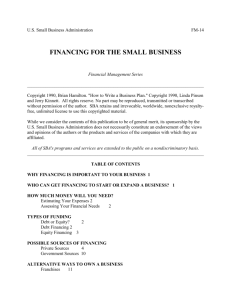 SBA FINANCING FOR THE SMALL BUSINESS FM-14