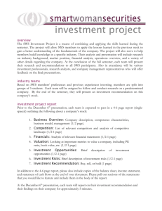 SWS Investment Project Guidelines