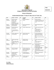 3rd year second semester exams timetable